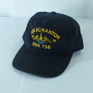 VTG USS Scranton SSN 756 Submarine US Navy Trucker Snapback Cap Hat USA Blue Vet